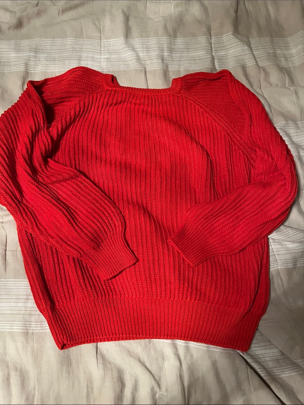 GAP Women's Bright Red Ribbed Crewneck Sweater